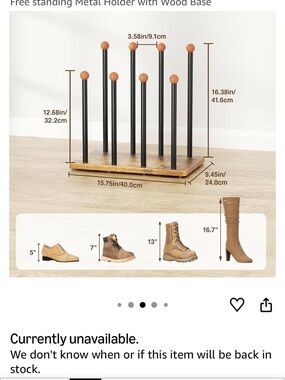 Cedar Wood & Black Metal Shoe Rack Organizer - Multipurpose Home Storage
